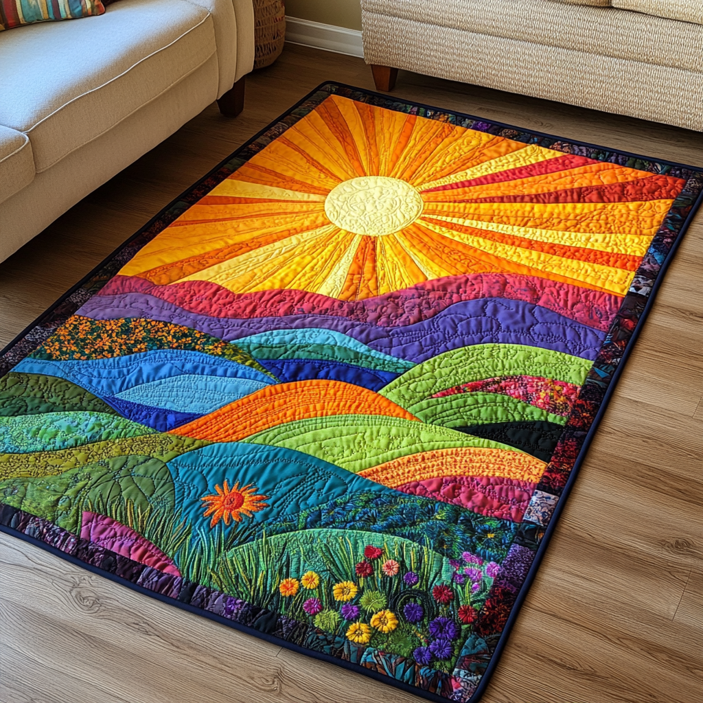 Morning Glow area rug in a living room