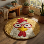 Morning Nest Round Mat Rug - washable non-slip printed rug