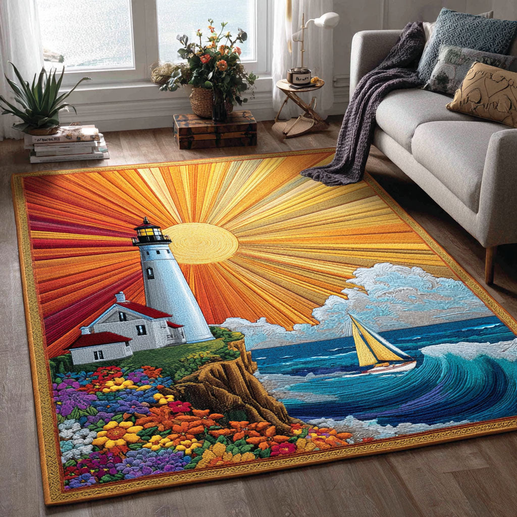 Morning Rays area rug in a living room