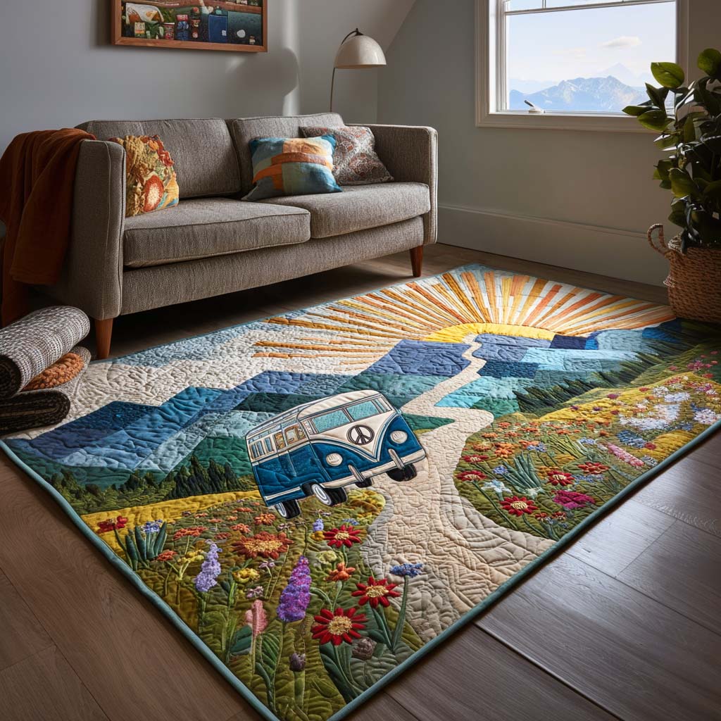 Morning Road area rug in a living room