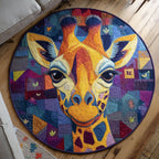 Mosaic Giraffe Round Mat Rug - washable non-slip printed rug