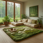 Moss Green area rug in a living room