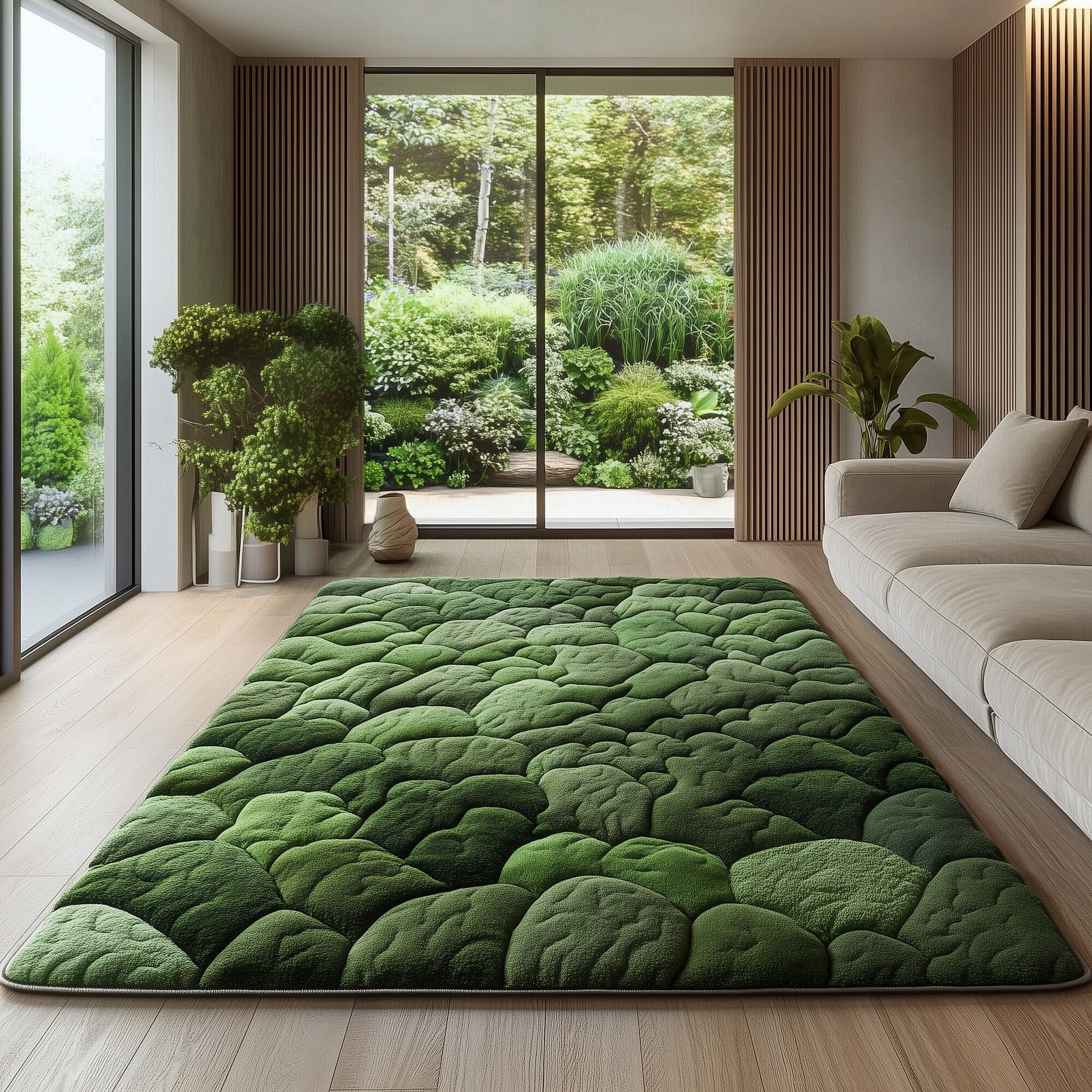 Moss Green area rug in a living room
