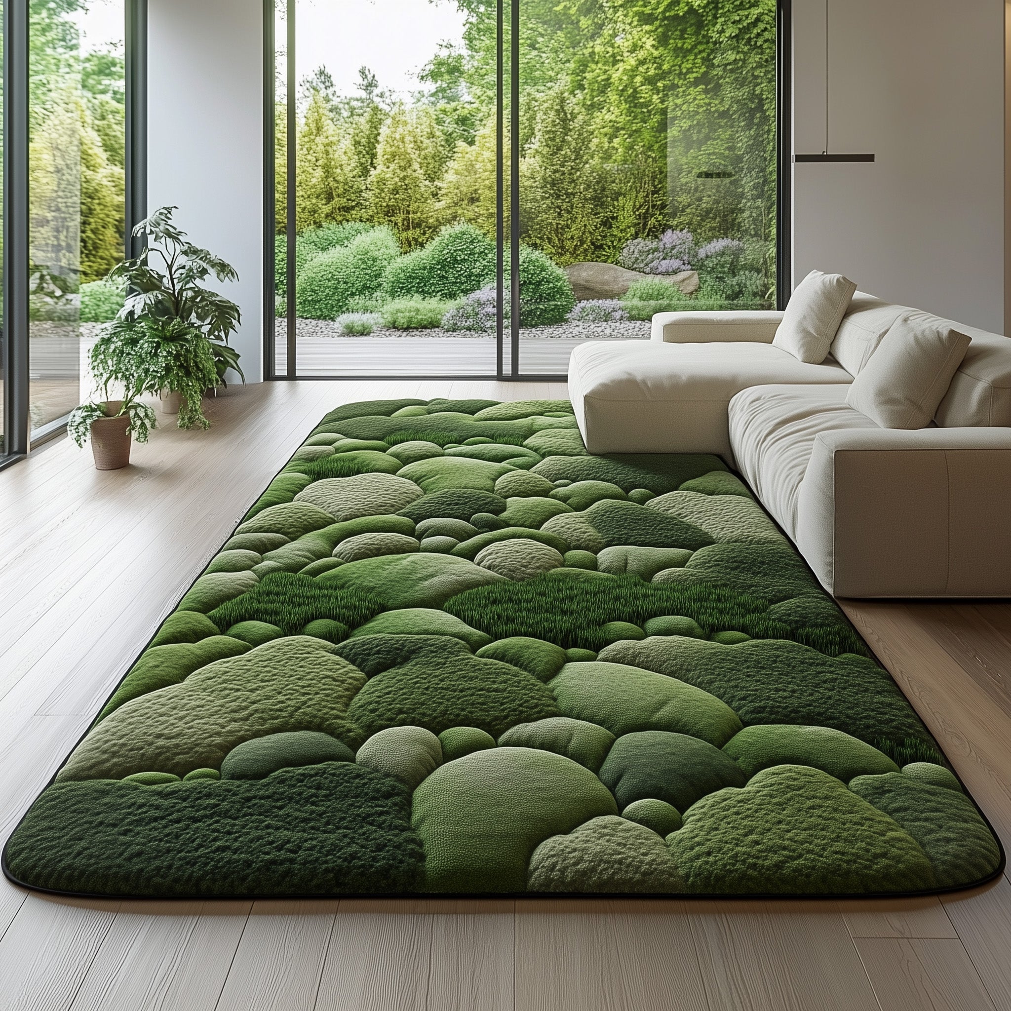 Moss Green area rug in a living room