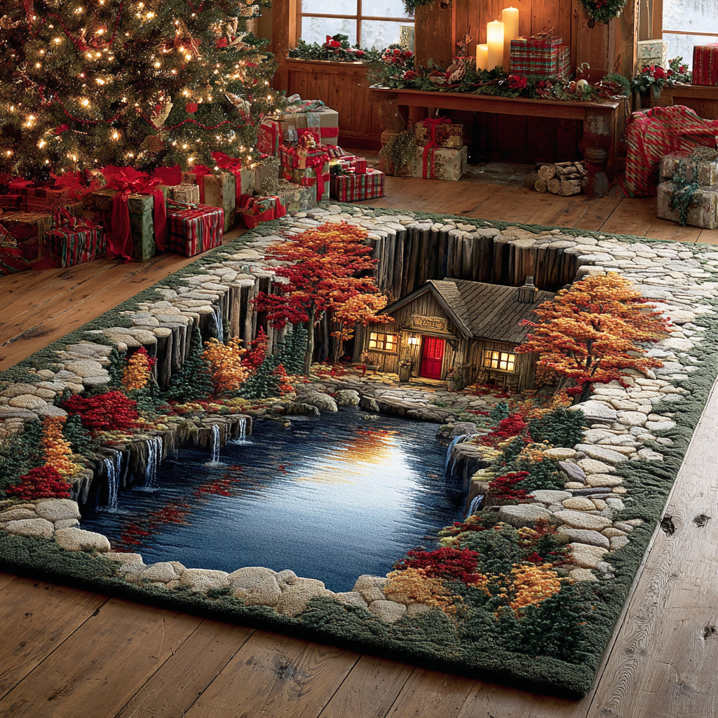 Mosswood Woodland Retreat area rug in a living room