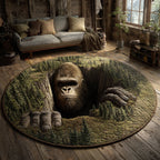 Mossy Bigfoot Grasp Round Mat Rug - washable non-slip printed rug