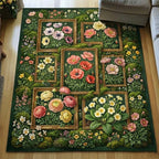 Mossy Flowers area rug in a living room