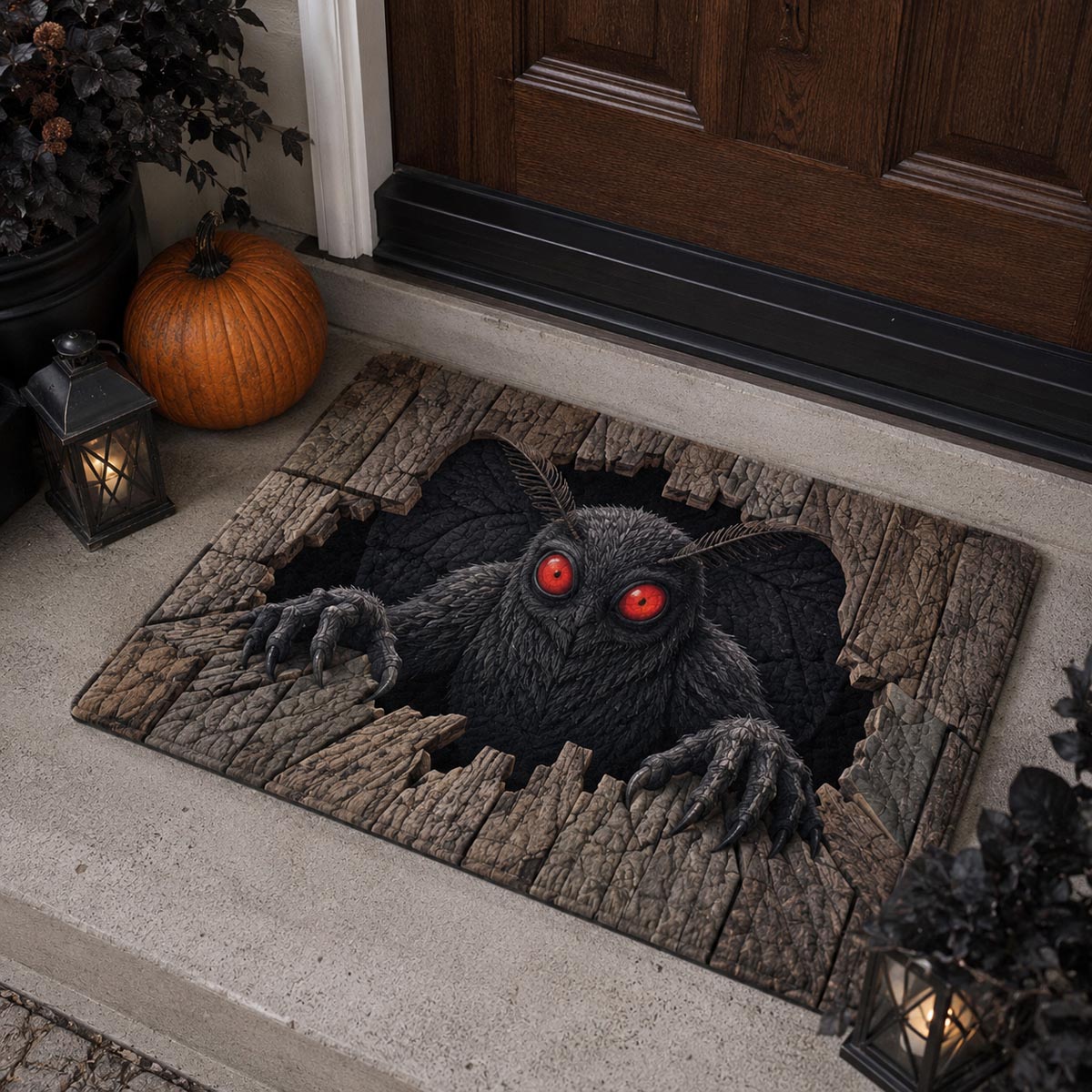 Mothman Breakout Doormat - Nature Design | Printed Welcome Doormat - washable non-slip printed rug
