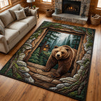 Mountain Bear area rug in a living room
