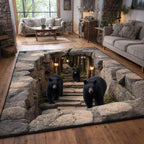 Mountain Bear area rug in a living room