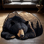 Mountain Bear Custom Shape Area Rug - Cute Animal Design | Die-Cut Non-Slip Rug - washable non-slip printed rug