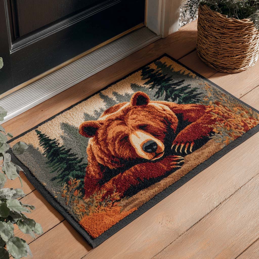 Mountain Bear Doormat - Cute Animal Design | Printed Welcome Doormat