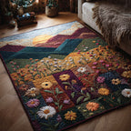 Mountain Bloom area rug in a living room