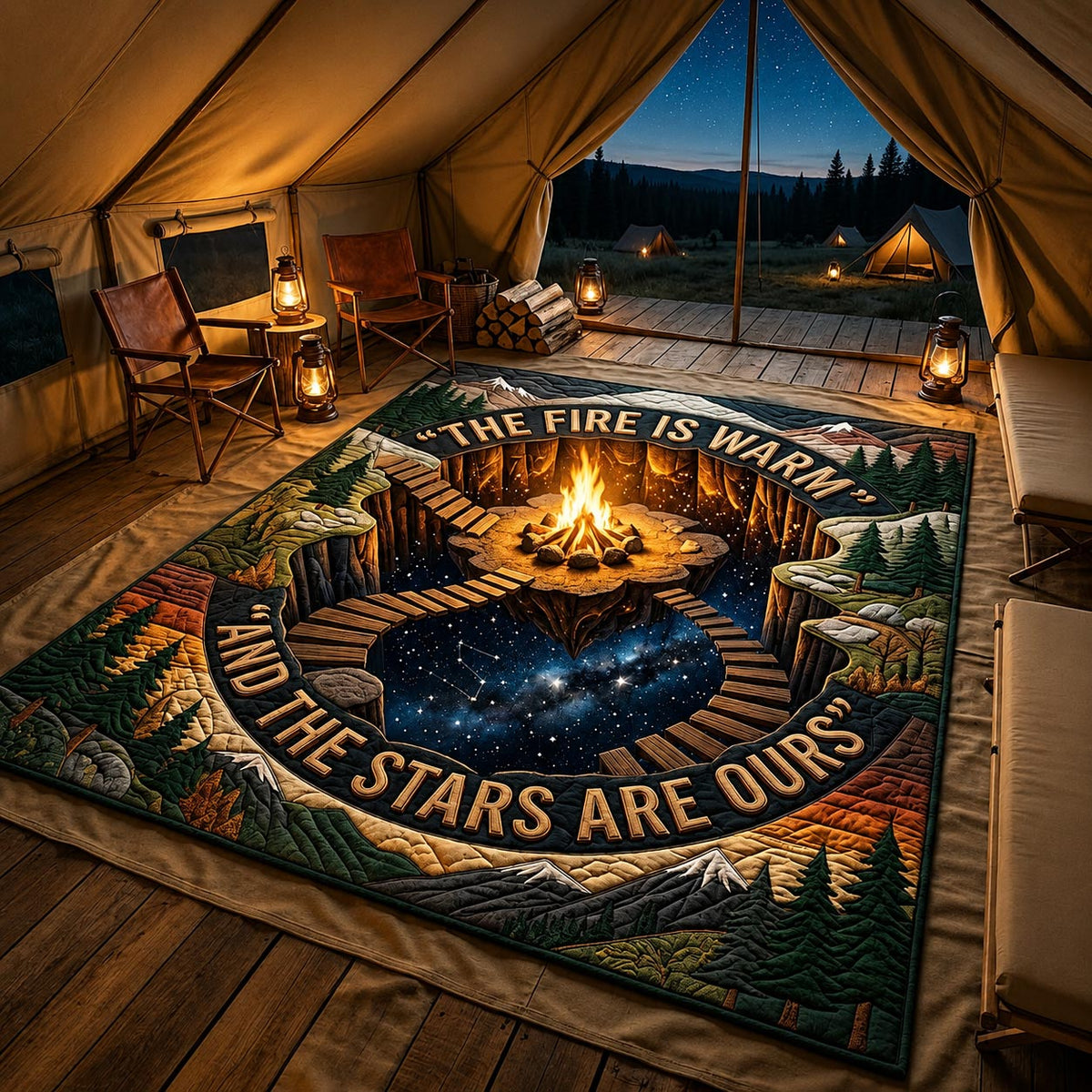 Mountain Camp area rug in a living room