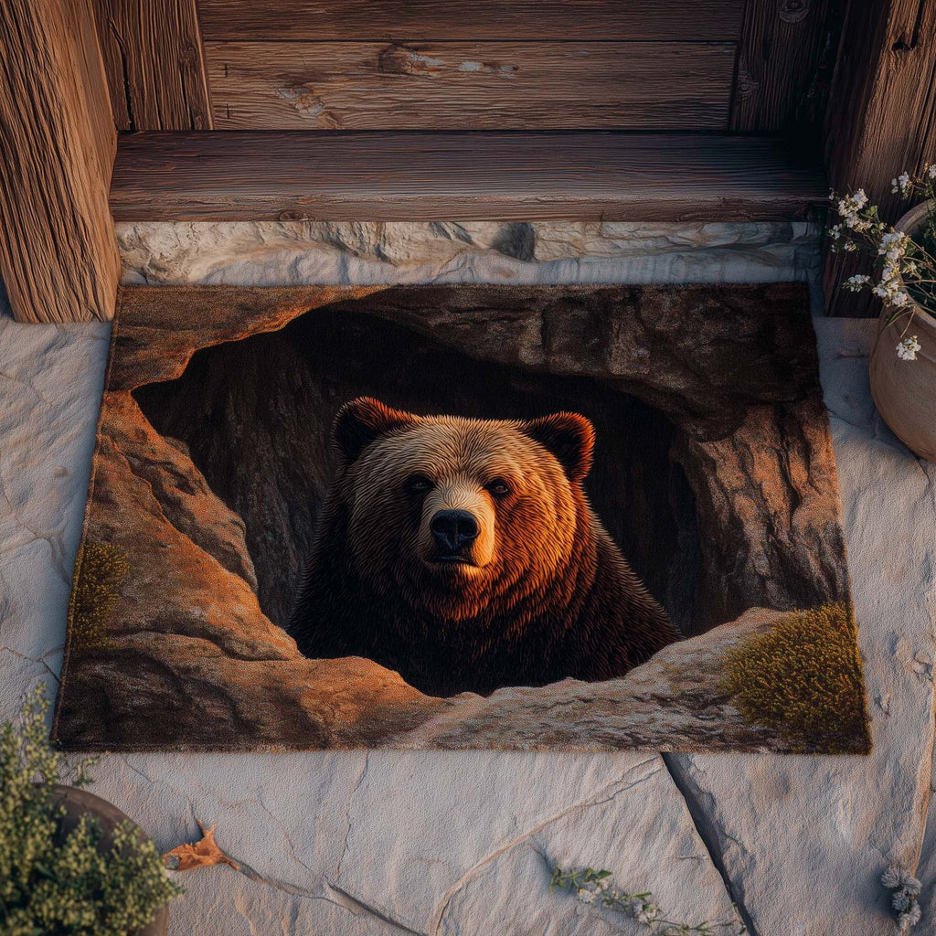 Mountain Cavern Bear Doormat - Cute Animal Design | Printed Welcome Doormat
