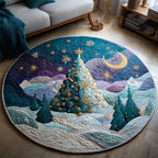 Mountain Christmas Tree Round Mat Rug - washable non-slip printed rug