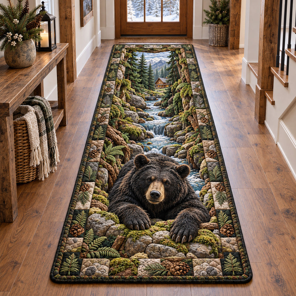 Mountain Creek Bear Runner Rug - Cute Animal Design | Charming Runner Rug - washable non-slip printed rug