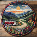Mountain Escape Round Mat Rug - washable non-slip printed rug