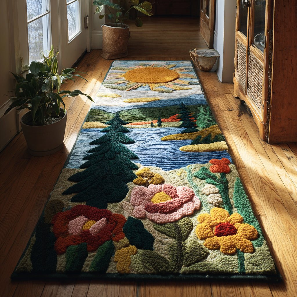 Mountain Forest Sun Runner Carpet Runner Rug - Cute Pet Design | Animal Printed Runner Rug