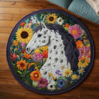 Mountain Gallop Round Mat Rug - washable non-slip printed rug