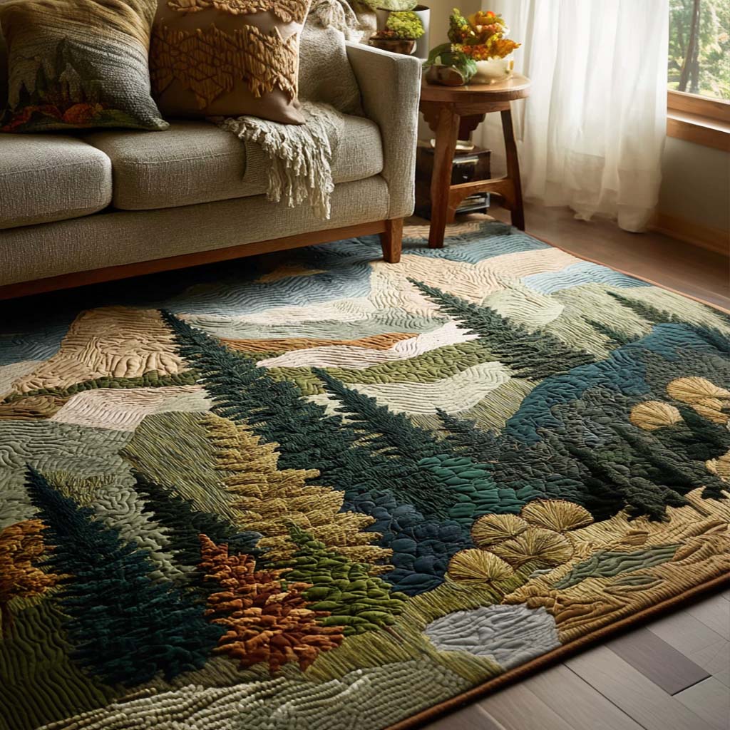 Mountain Pines area rug in a living room