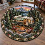 Mountain Retreat Round Mat Rug - Nature Design | Serene Home Decor - washable non-slip printed rug