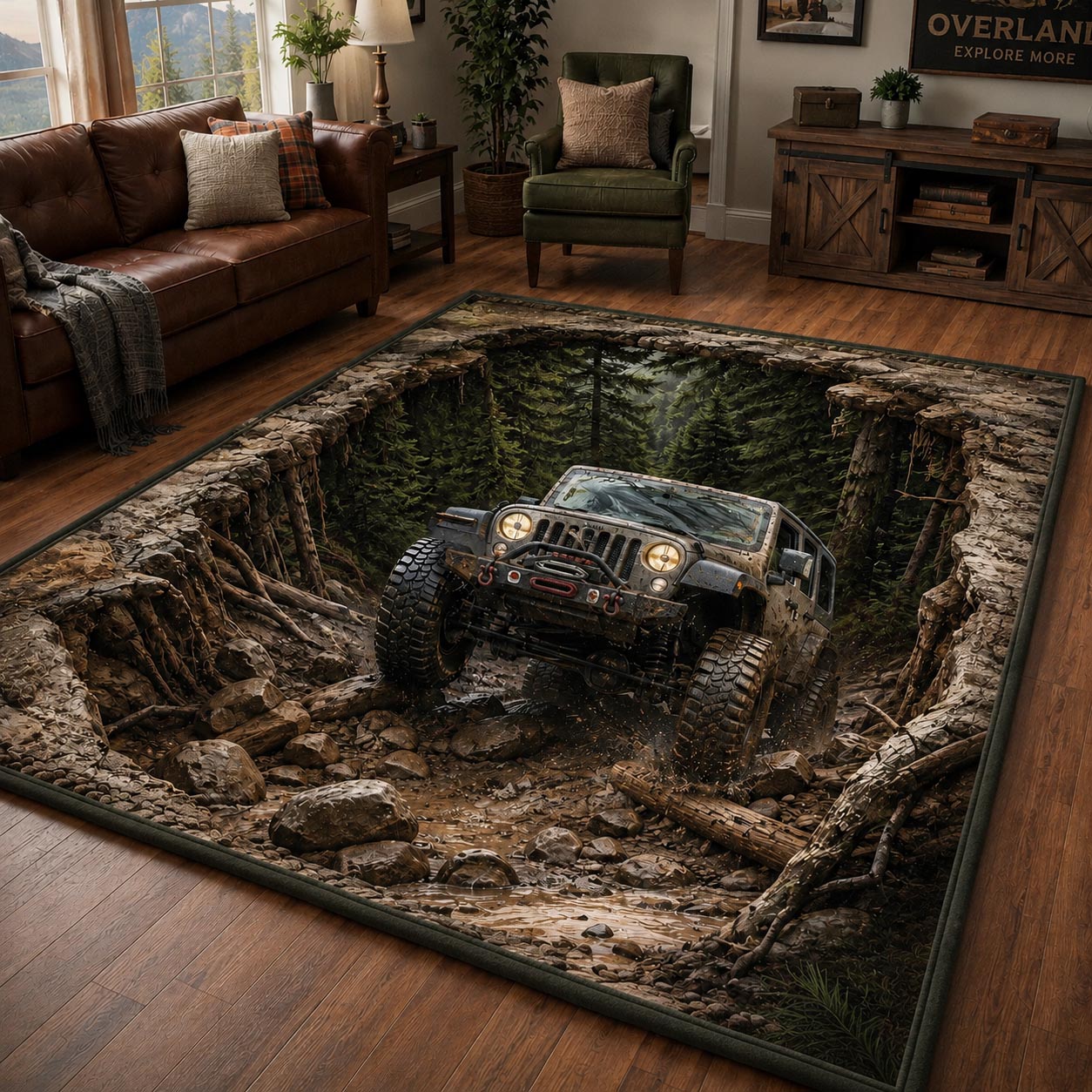 Mountain Roam area rug in a living room