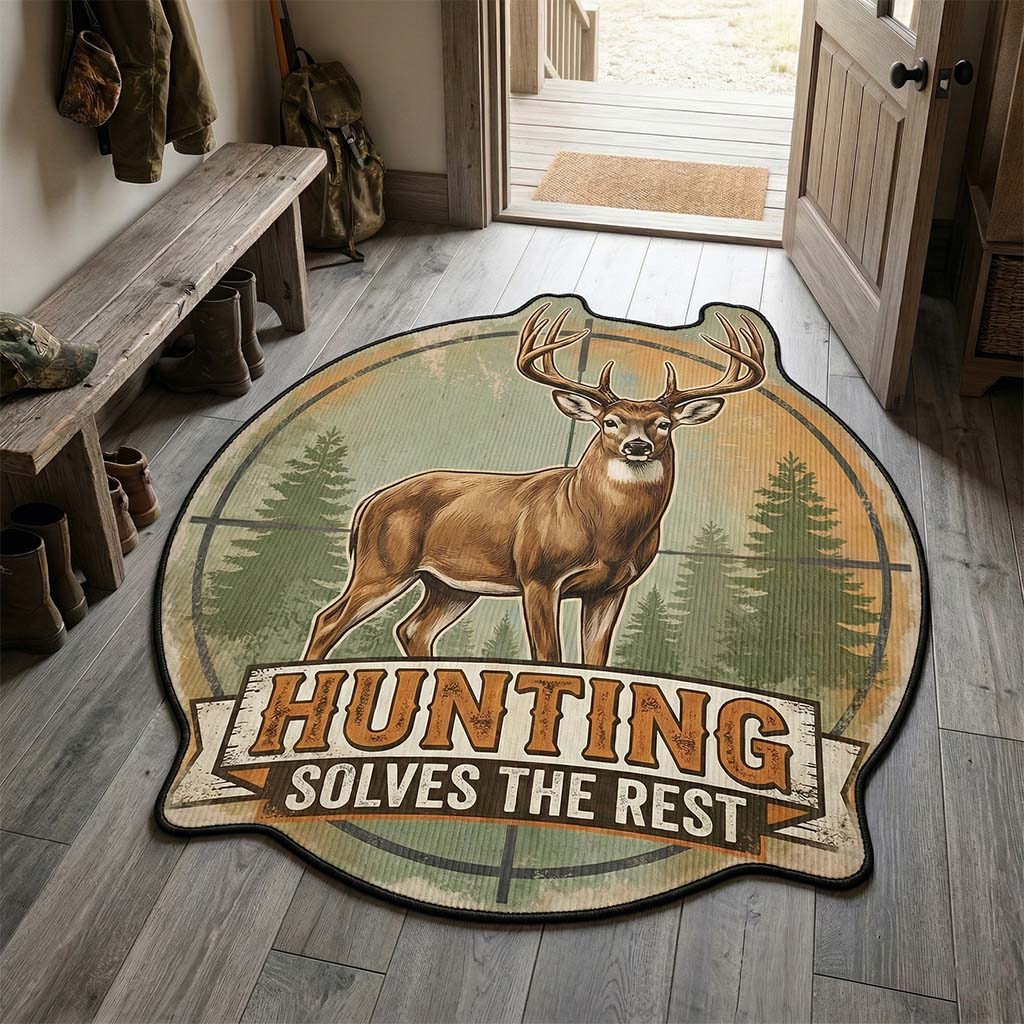 Mountain Sanctuary Custom Shape Area Rug - Nature Design | Die-Cut Non-Slip Rug - washable non-slip printed rug