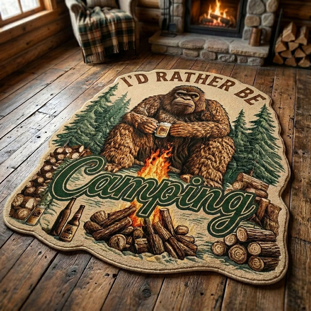 Mountain Sasquatch Custom Shape Area Rug - Nature Design | Die-Cut Non-Slip Rug - washable non-slip printed rug