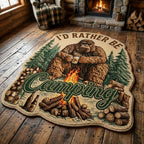 Mountain Sasquatch Custom Shape Area Rug - Nature Design | Die-Cut Non-Slip Rug - washable non-slip printed rug