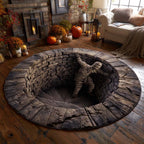 Mummy Descent Round Mat Rug - washable non-slip printed rug