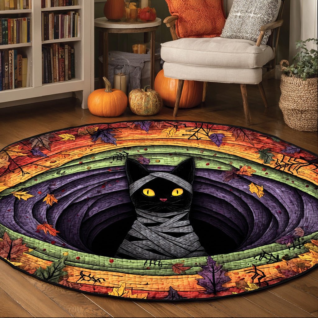 Mummy Meow Round Mat Rug - washable non-slip printed rug