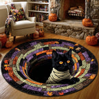 Mummy Whiskers Round Mat Rug - washable non-slip printed rug