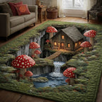 Mushroom area rug in a living room