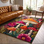 Mushroom Dream area rug in a living room