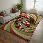 Mushroom Garden area rug in a living room