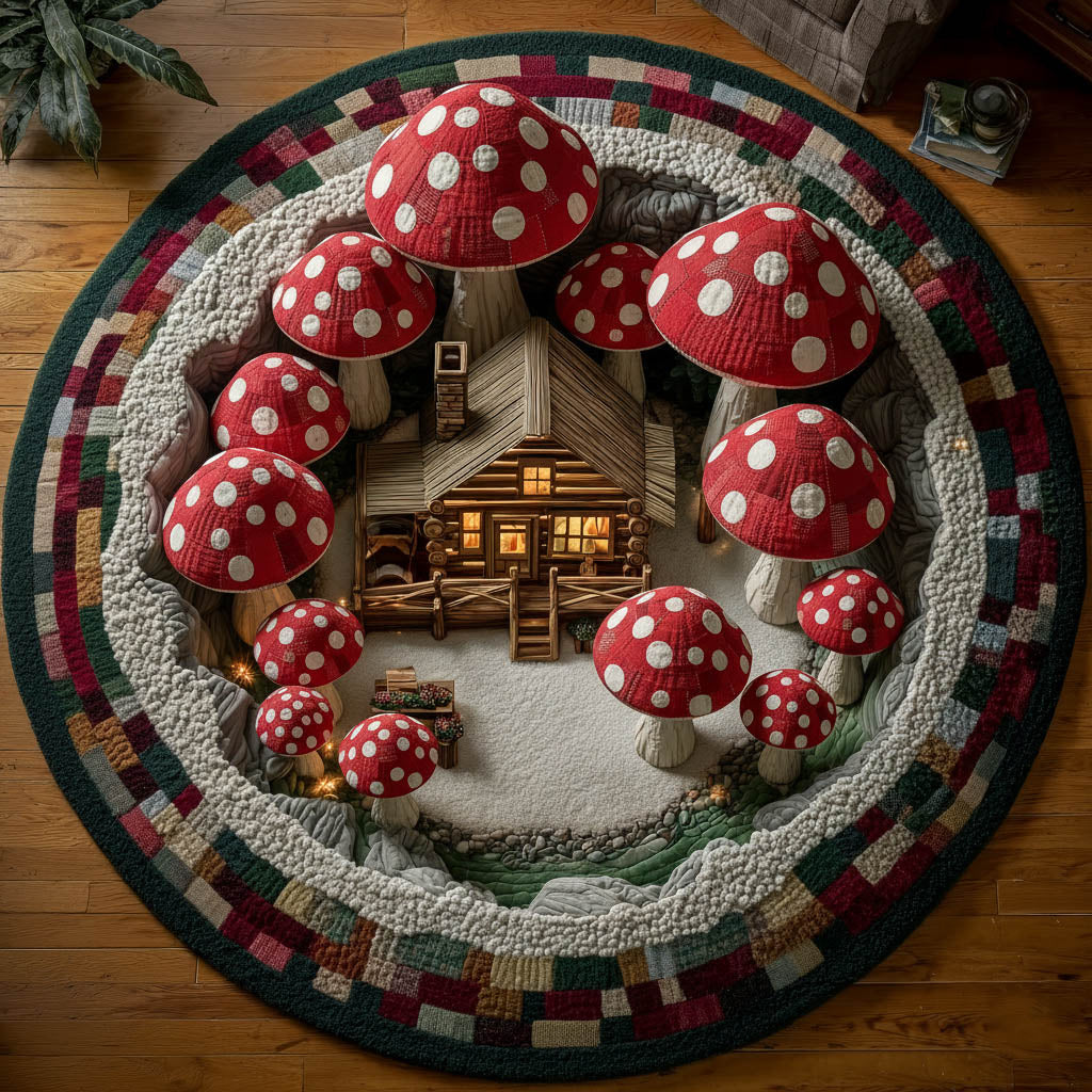 Mushroom Garden Round Mat Rug GFTONT6017