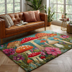 Mushroom Glow area rug in a living room