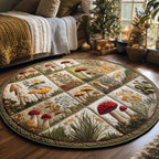 Mushroom Patch (Design 2) Round Mat Rug - washable non-slip printed rug