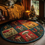 Mushroom Patch (Design 3) Round Mat Rug - washable non-slip printed rug