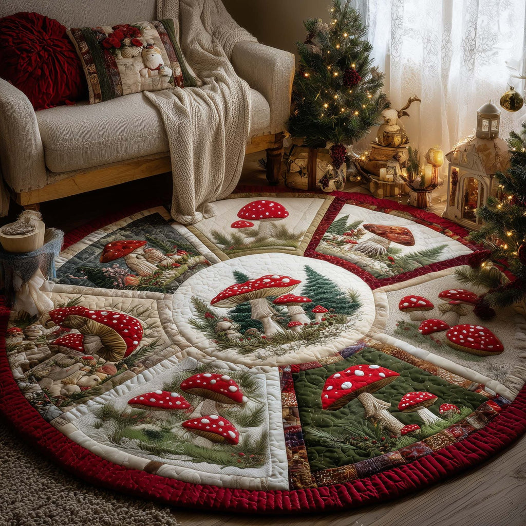 Mushroom Patch Round Mat Rug - Nature Design | Serene Home Decor