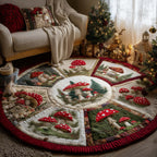 Mushroom Patch Round Mat Rug - washable non-slip printed rug