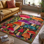 Mushroom Path area rug in a living room