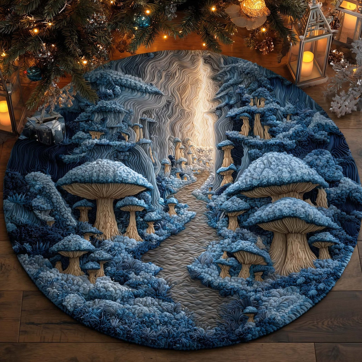 Mushroom Round Mat Rug - washable non-slip printed rug