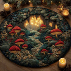 Mushroom Round Mat Rug - Nature Design | Serene Home Decor