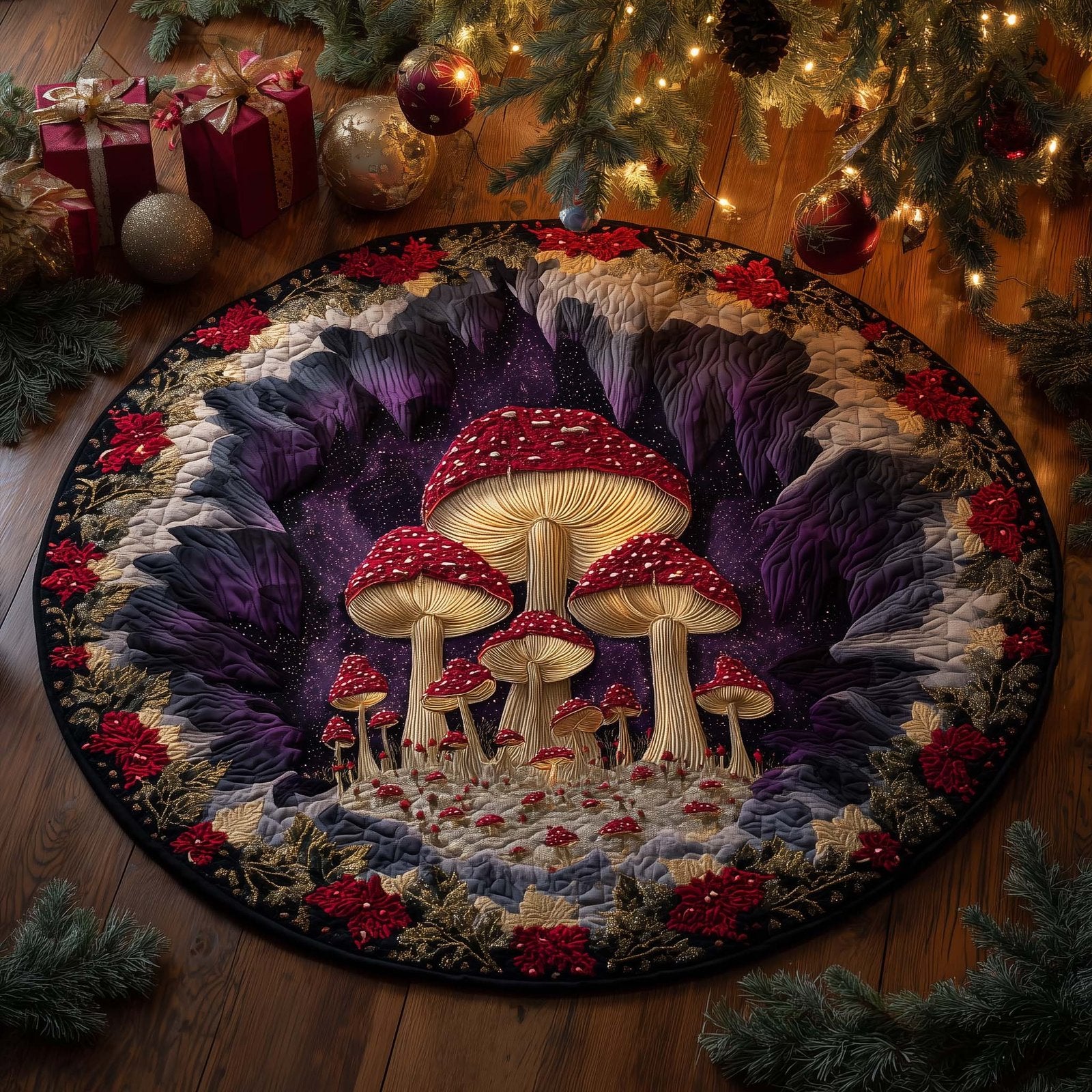 Mushroom Round Mat Rug - Nature Design | Serene Home Decor