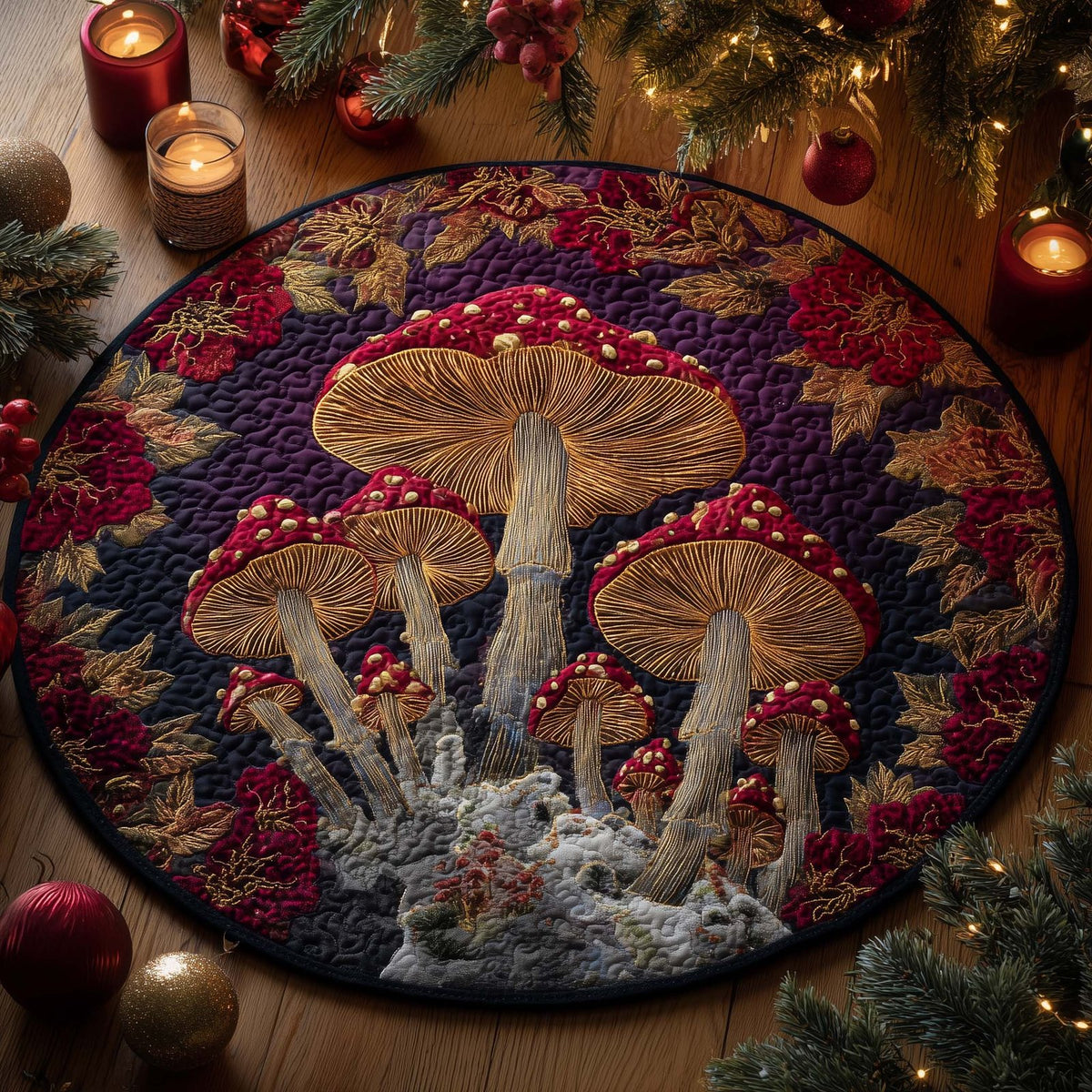 Mushroom Round Mat Rug - Nature Design | Serene Home Decor