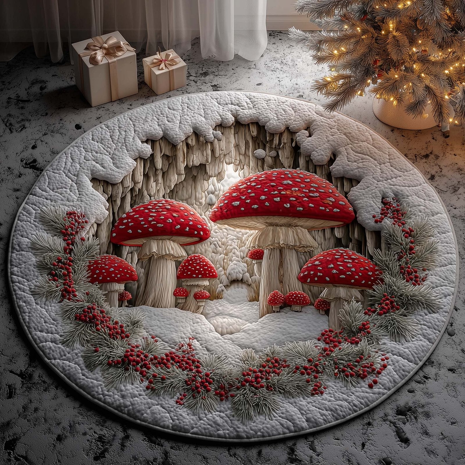 Mushroom Round Mat Rug - Nature Design | Serene Home Decor