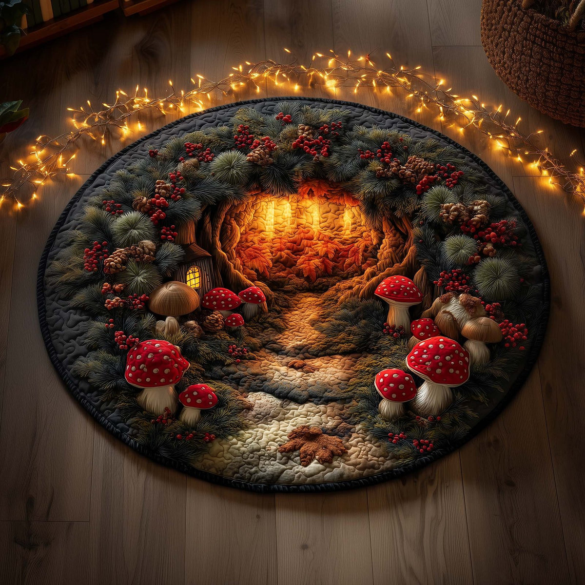 Mushroom Round Mat Rug - Nature Design | Serene Home Decor