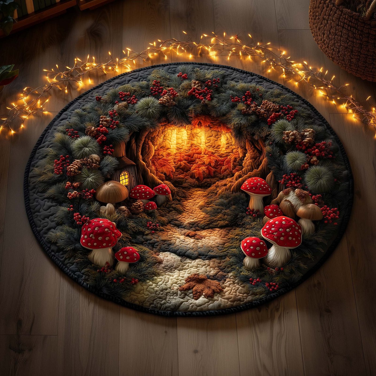 Mushroom Round Mat Rug - Nature Design | Serene Home Decor